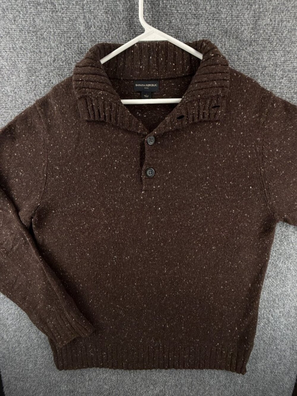 Banana Republic Brown Speckled Angora Wool Blend Soft Large Button Neck Warm